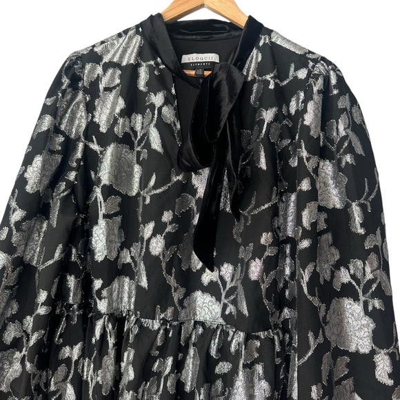 ELOQUII Elements Bow Neck Metallic Mini Dress with Puff Sleeves Size 14 - Picture 3 of 6